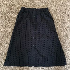 Black Midi Eyelet Skirt